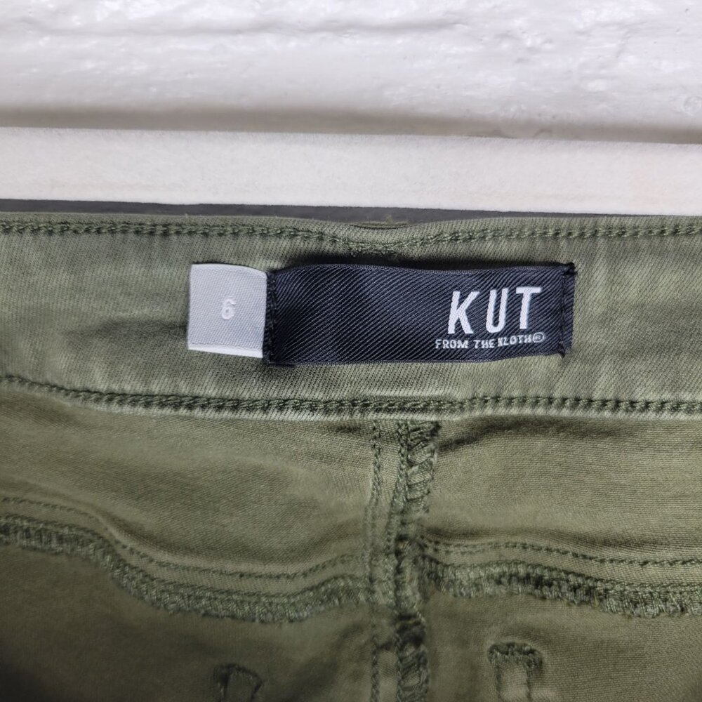 Kut From The Kloth Women's Size 6 Pants Amy Crop Straight Leg Cuffed Green - Picture 3 of 5
